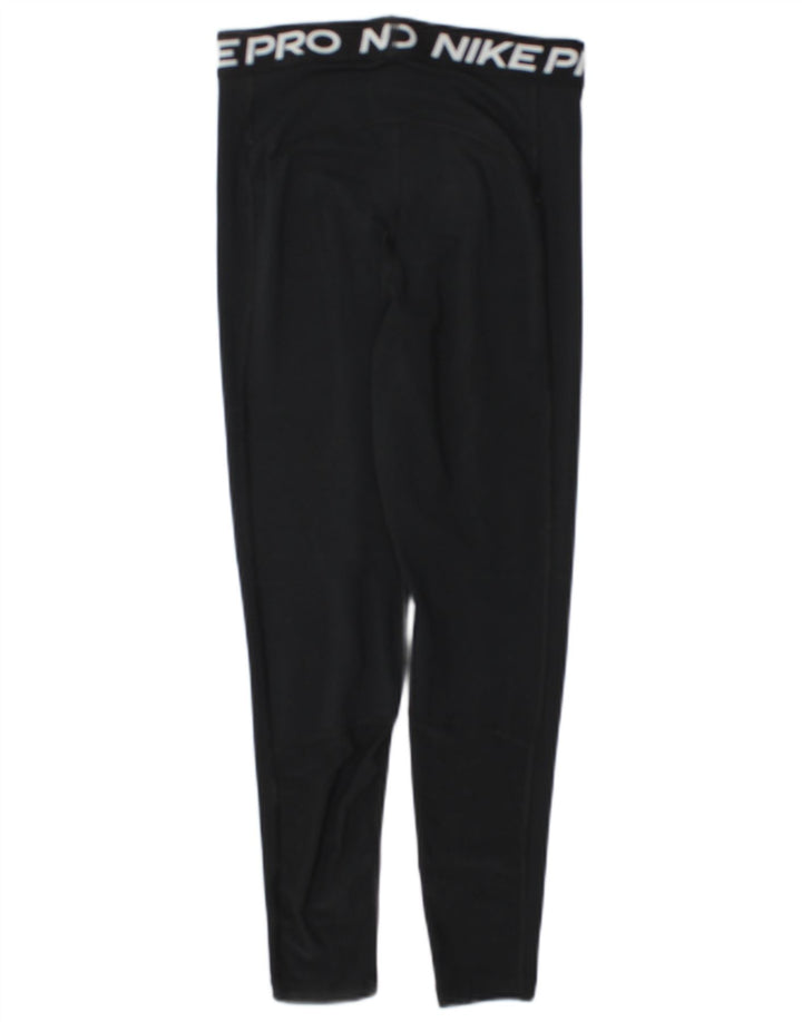 Nike Dame Dri Fit Grafiske Leggings UK 10 Small Black Polyester