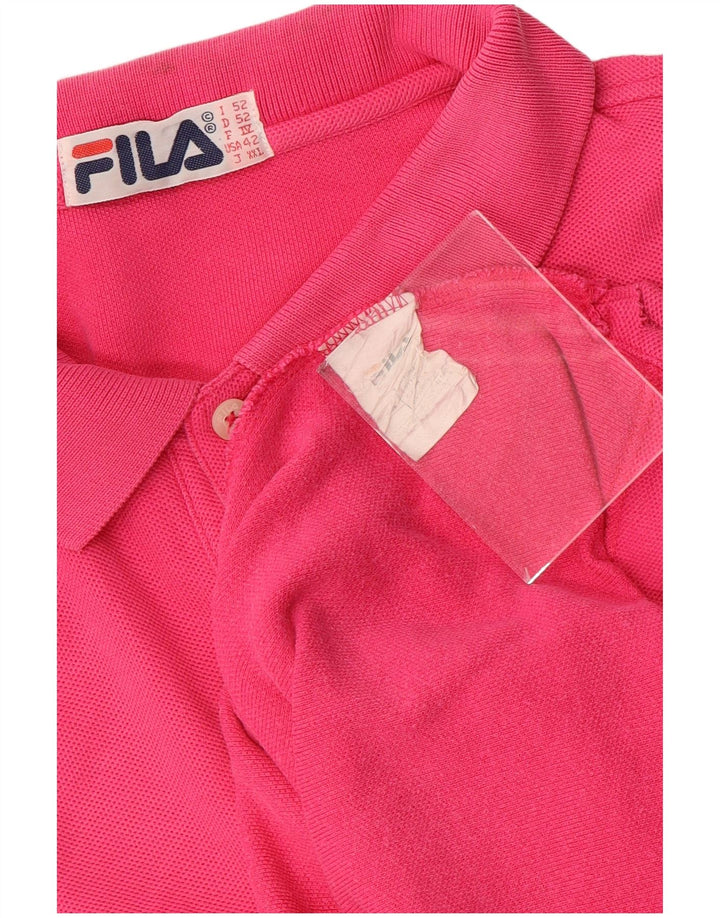 Fila Mens Polo Shirt IT 52 Large Pink Cotton