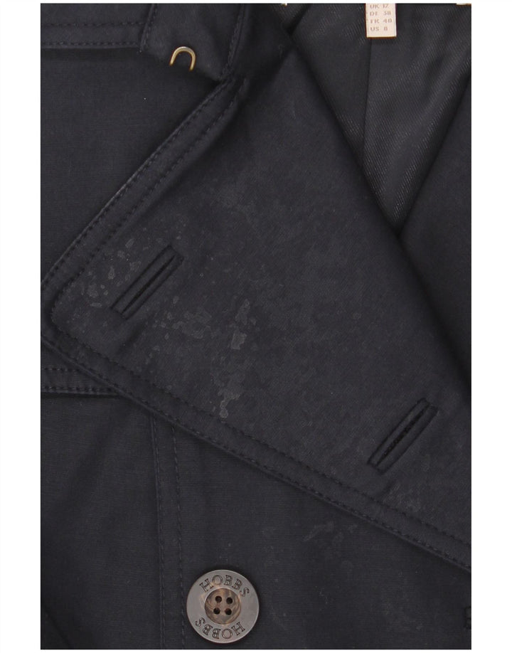 Hobbs Womens Trench Coat UK 12 Medium Navy Blue Cotton