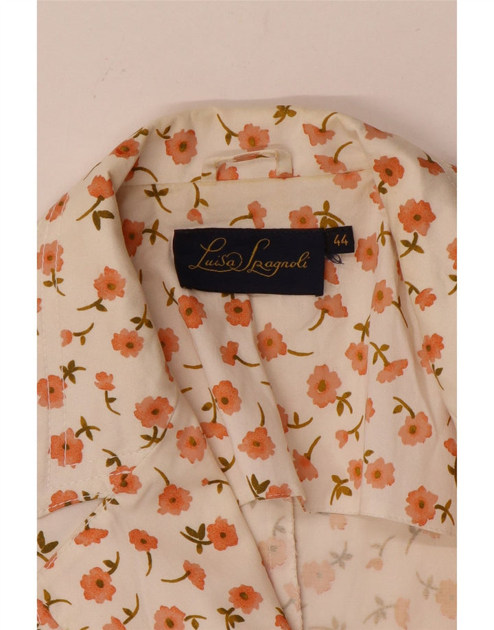 LUISA SPAGNOLI Womens 3 Button Blazer Jacket IT 44 Medium White Floral