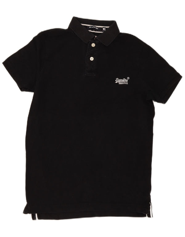 Superdry Mens Polo Shirt XL Black Cotton