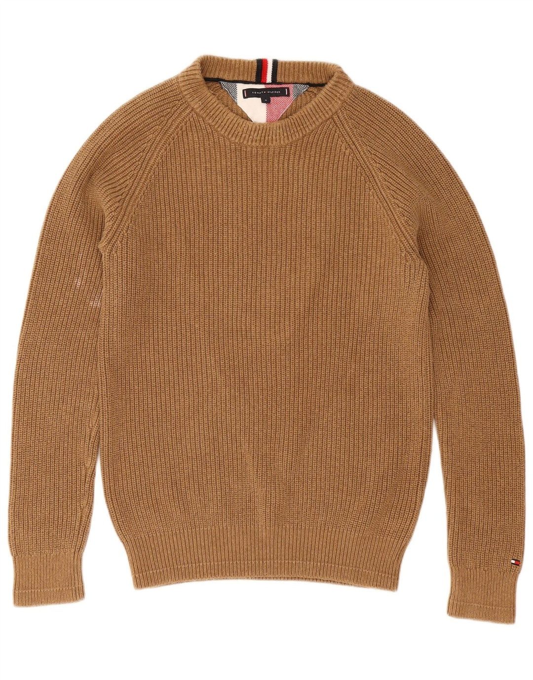 Tommy Hilfiger Mens Boat Neck Jumper Sweater Medium Brown Cotton