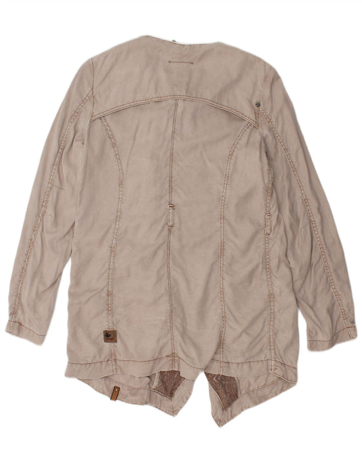 KHUJO Womens Open Blazer Jacket UK 10 Small Beige Colourblock Lyocell