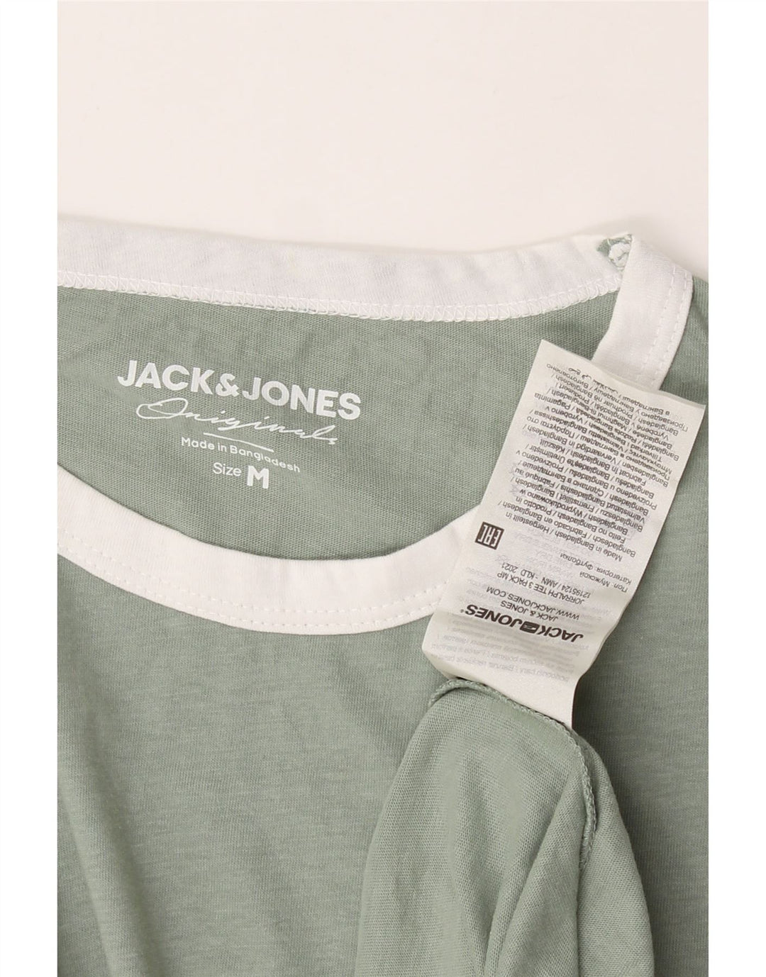 JACK & JONES Mens T-Shirt Top Medium Green Cotton Vintage Jack & Jones and Second-Hand Jack & Jones from Messina Hembry 