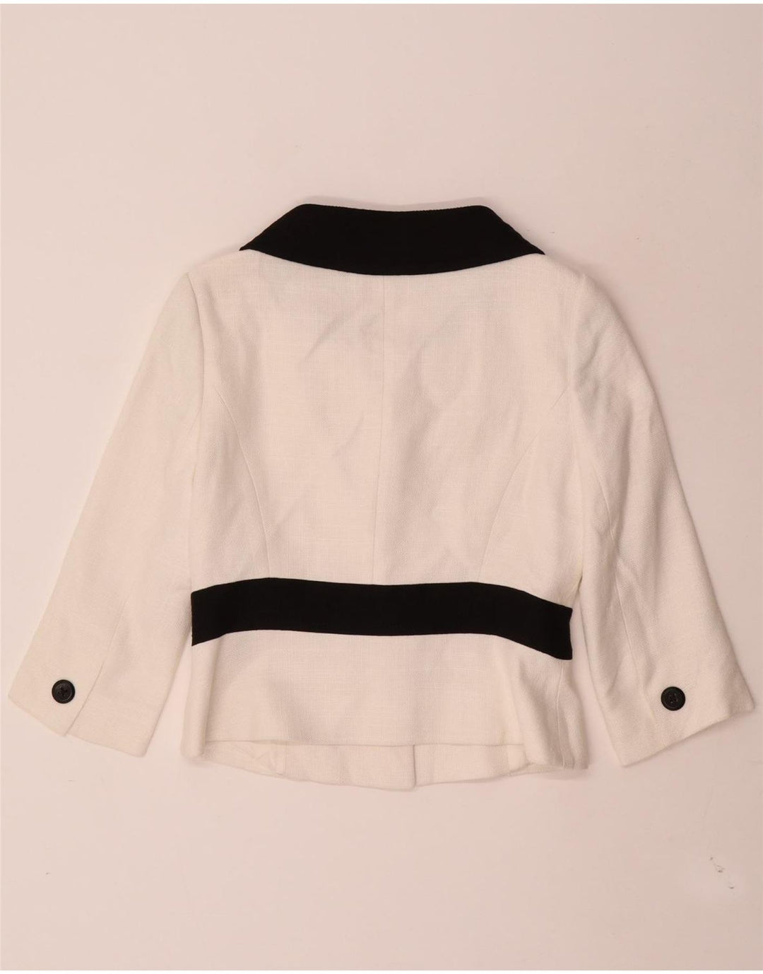 Hobbs Damen Crop 2 Button Blazer Jacke UK 10 Small Weiß Farbblock