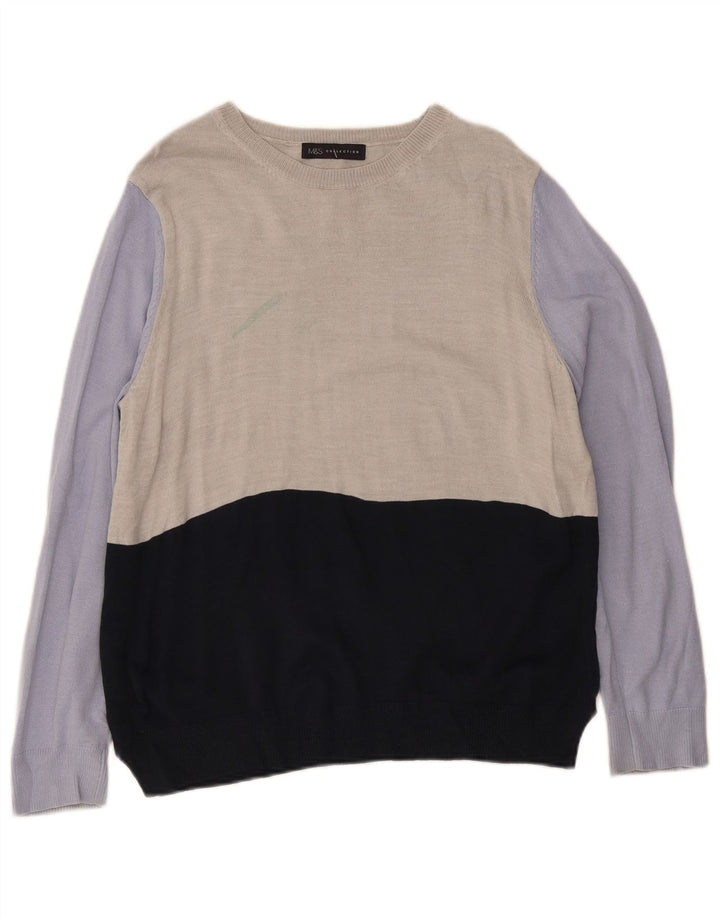 Marks & Spencer Mens Boat Neck Jumper Sweater XS Multicoloured Colourblock