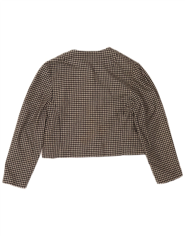 Vintage Bolero-jakke til kvinder UK 12 Medium Black Houndstooth Uld