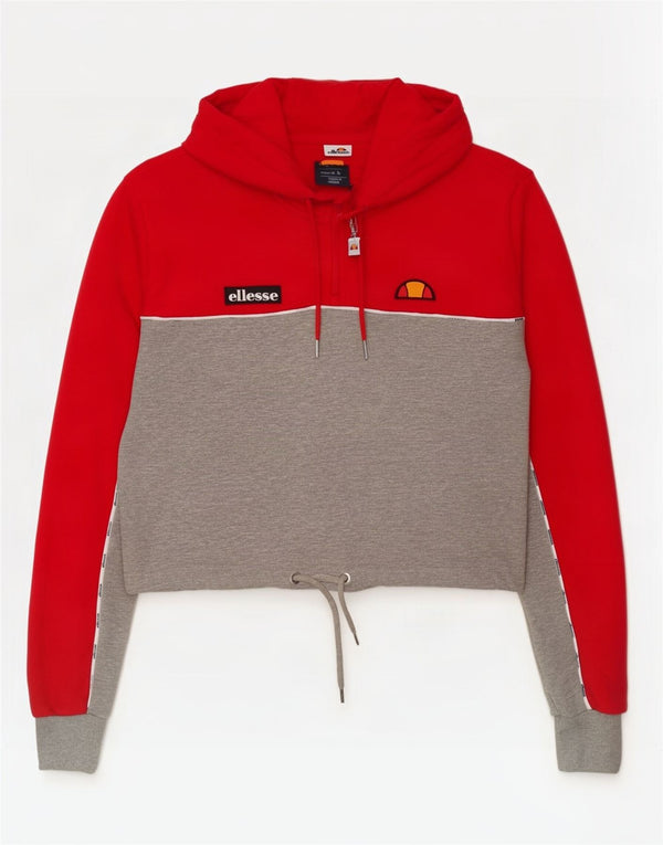 Maglia con cappuccio oversize corta da donna Ellesse UK 8 Small Red Colourblock