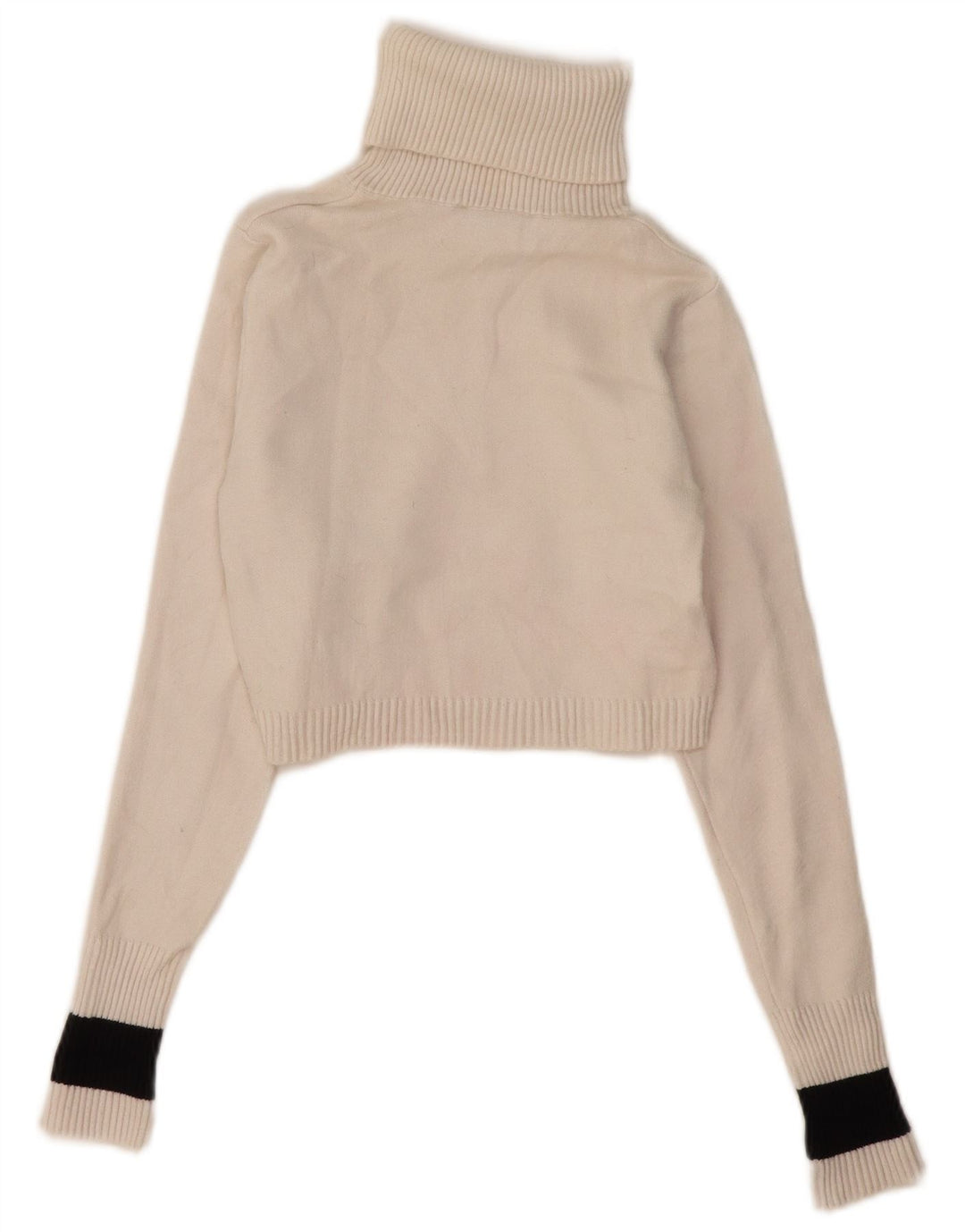 Zara Womens Crop Roll Neck Jumper Sweater UK 12 Medium White Colourblock