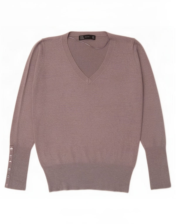 Maglione Zara da donna con scollo a V UK 14 Large Rayon grigio