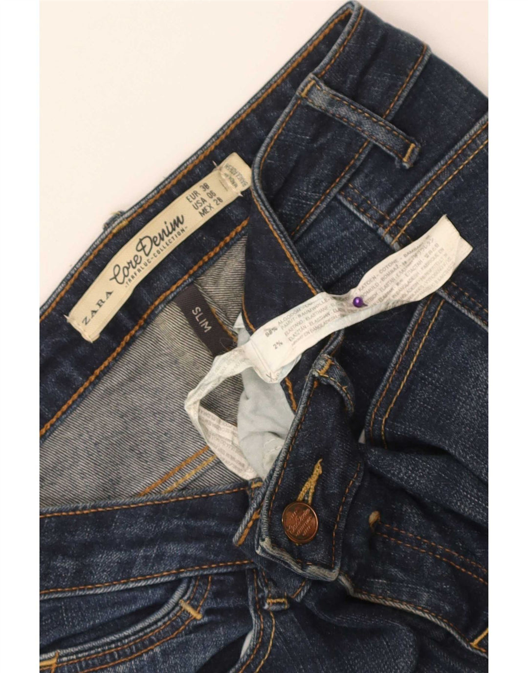 Zara Womens Slim Jeans EU 38 Small W28 L32 Blue Cotton