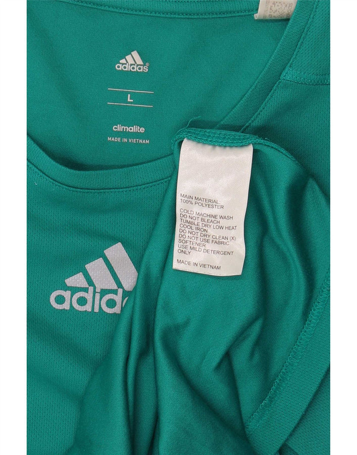 Adidas férfi Climalite póló felső nagy türkiz poliészter