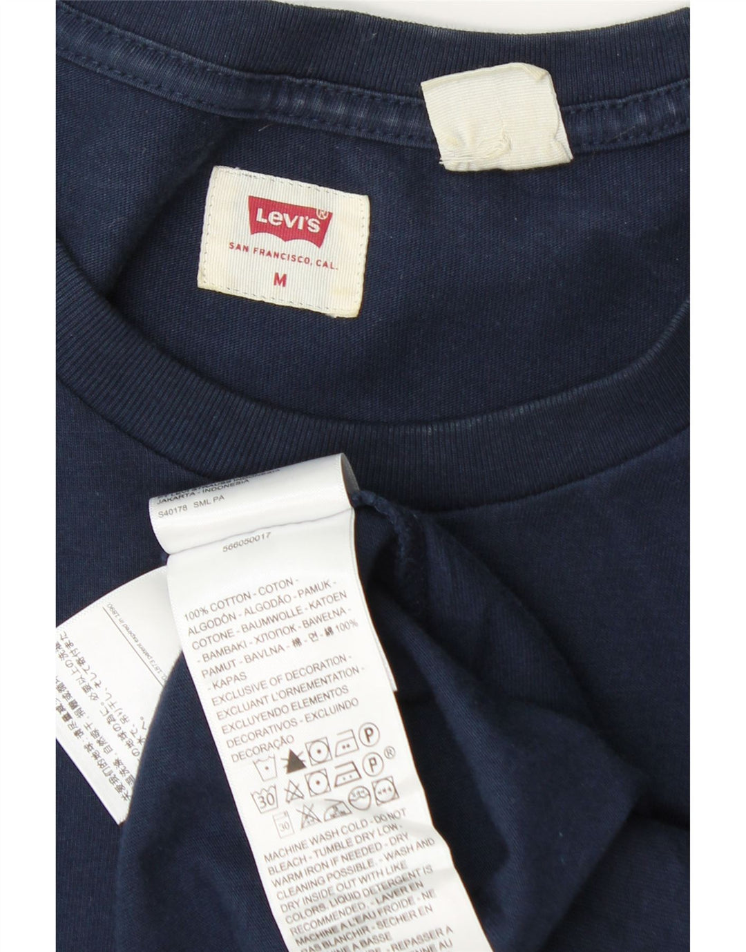 Levi's Mens T-Shirt Top Medium Navy Blue Cotton