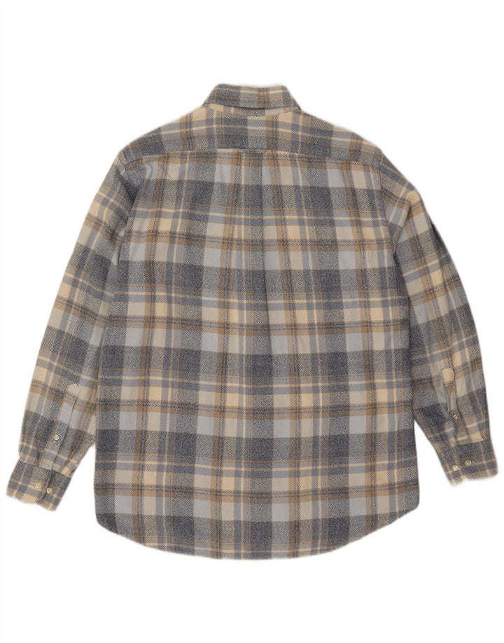 Norton & Wilson Mens Flannel Shirt Size 40 15 3/4 Medium Blue Check