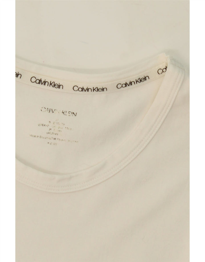 CALVIN KLEIN Mens Graphic T-Shirt Top Medium White Cotton Vintage Calvin Klein and Second-Hand Calvin Klein from Messina Hembry 