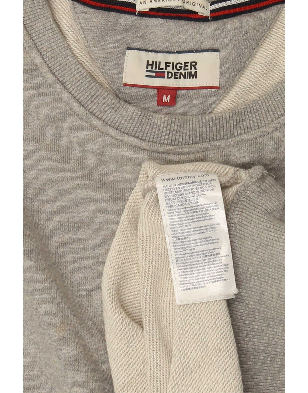 Tommy Hilfiger Herre Grafisk Sweatshirt Jumper Medium Grå Bomuld