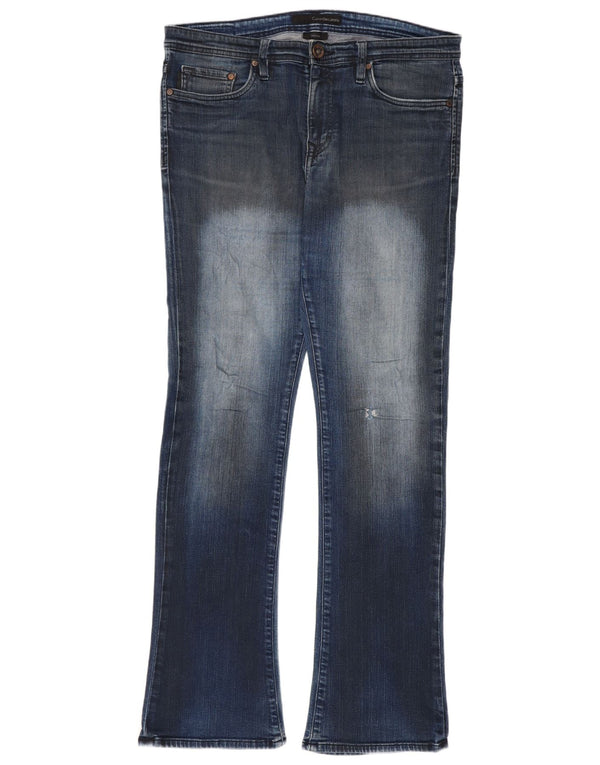 Calvin Klein Womens Acid Wash Bootcut Skinny Jeans W34 L32 Blue