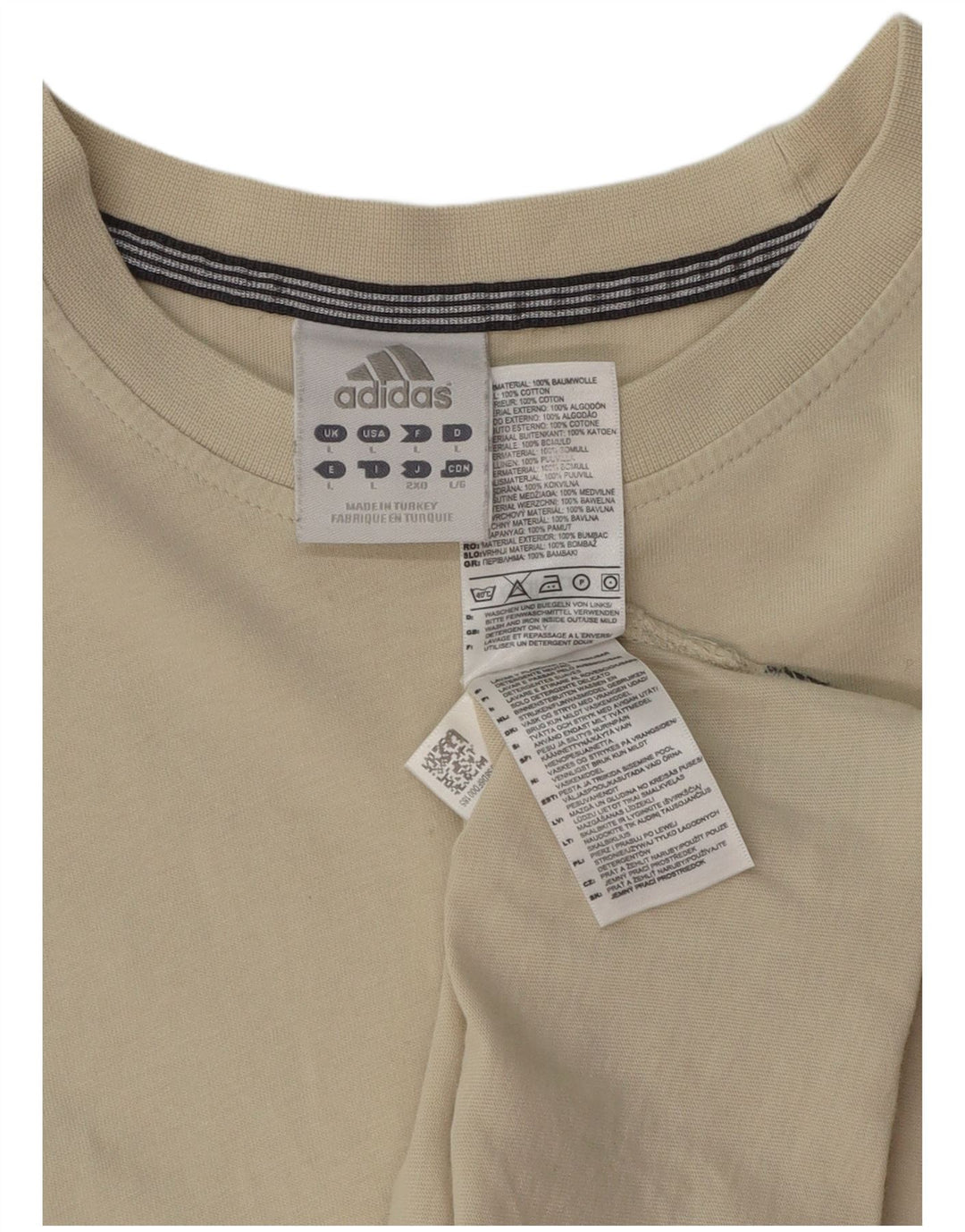 Adidas Mens T-Shirt Top Large Beige Cotton