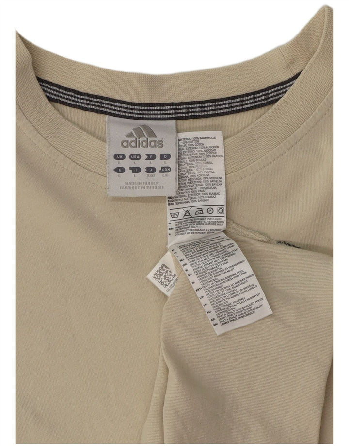 Adidas Mens T-Shirt Top Large Beige Cotton