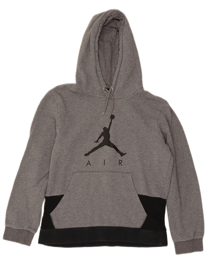 Jordan Mens Graphic Hoodie Jumper Medium Grey Colourblock Cotton