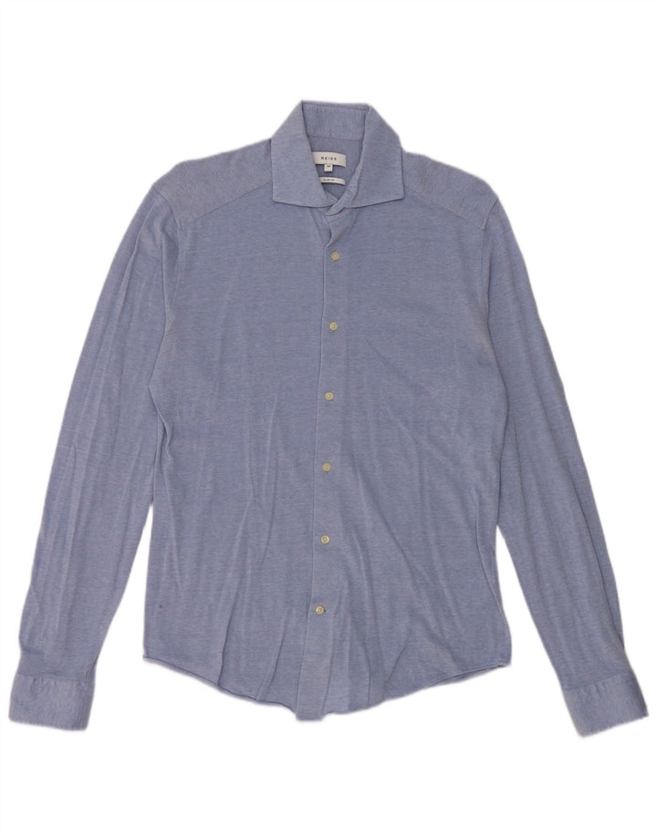 Reiss Mens Slim Fit Shirt Medium Blue Cotton