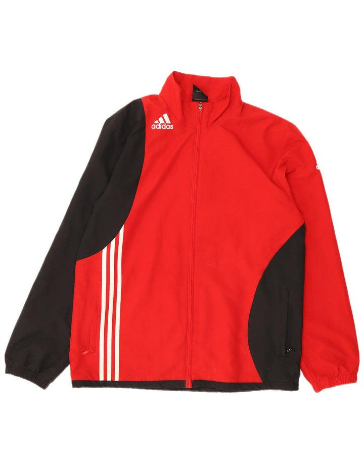 Adidas Mens Tracksuit Top Jacket UK 42/44 Large Red Colourblock Polyester