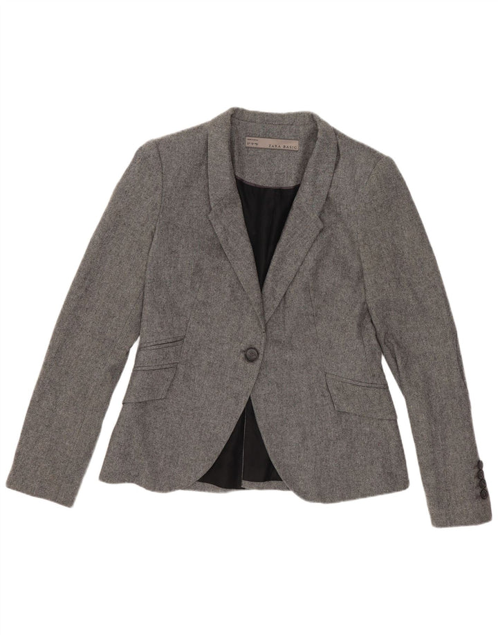 Zara Dame 1 Knap Blazer Jacket UK 12 Medium Grey Viscose