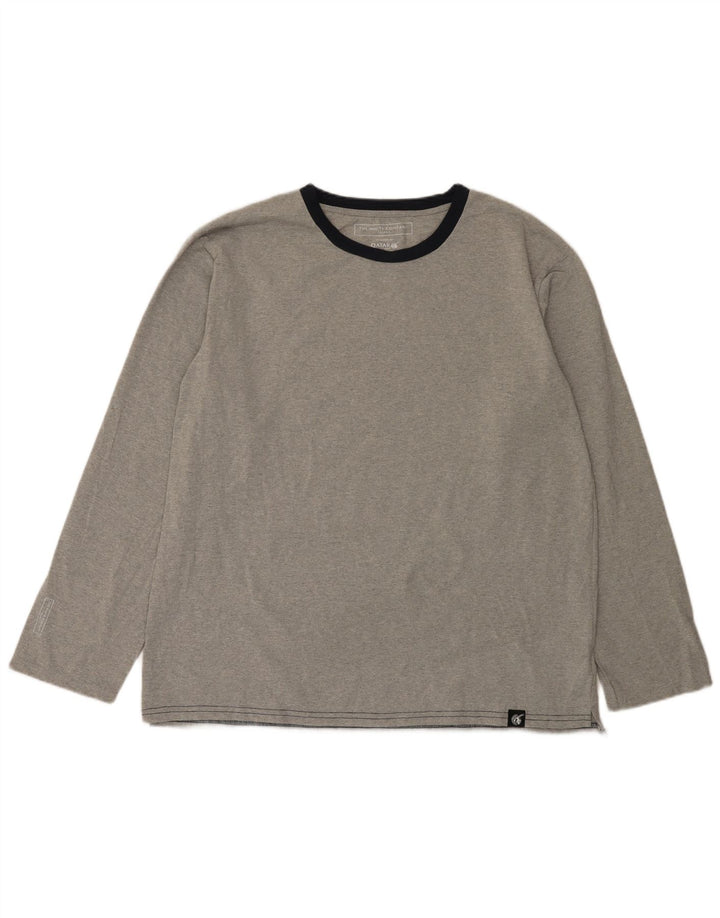 The White Company Herren-Oberteil, langärmelig, groß, graues Farbblock-Polyester