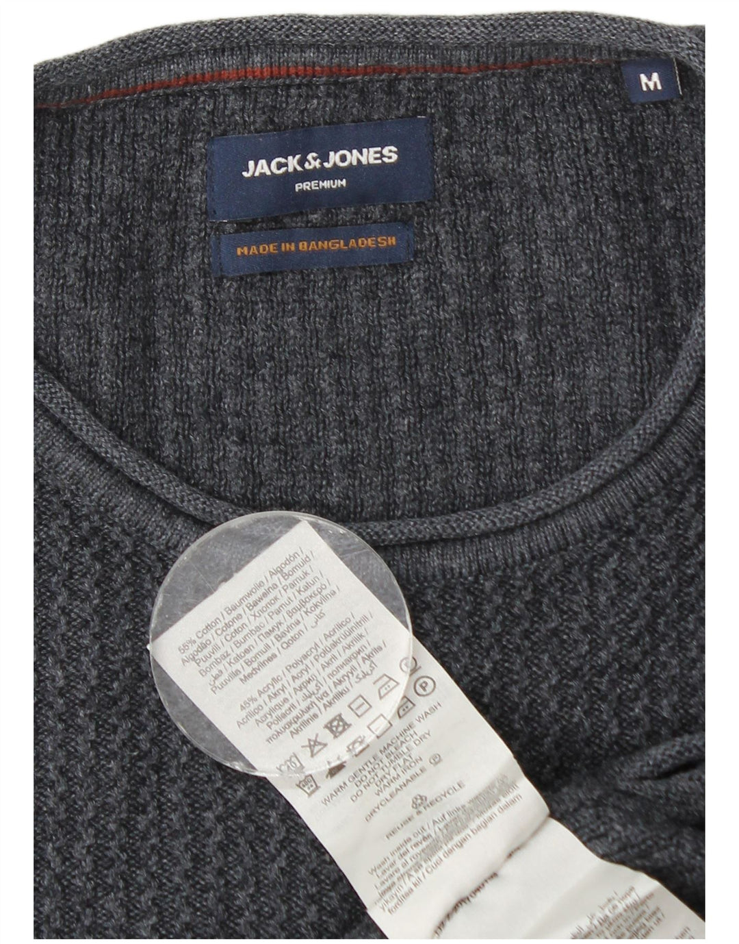 Jack & Jones Mens Crew Neck Jumper Sweater Medium Navy Blue Cotton