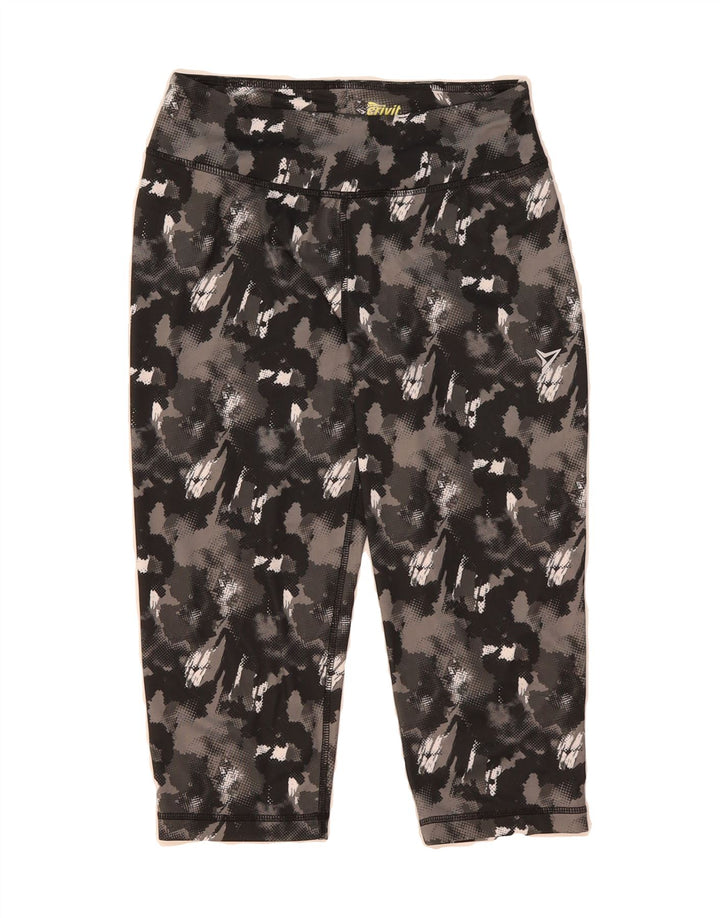 CRIVIT Womens Capri Leggings UK 14 Medium  Grey Camouflage Polyester Vintage Crivit and Second-Hand Crivit from Messina Hembry 