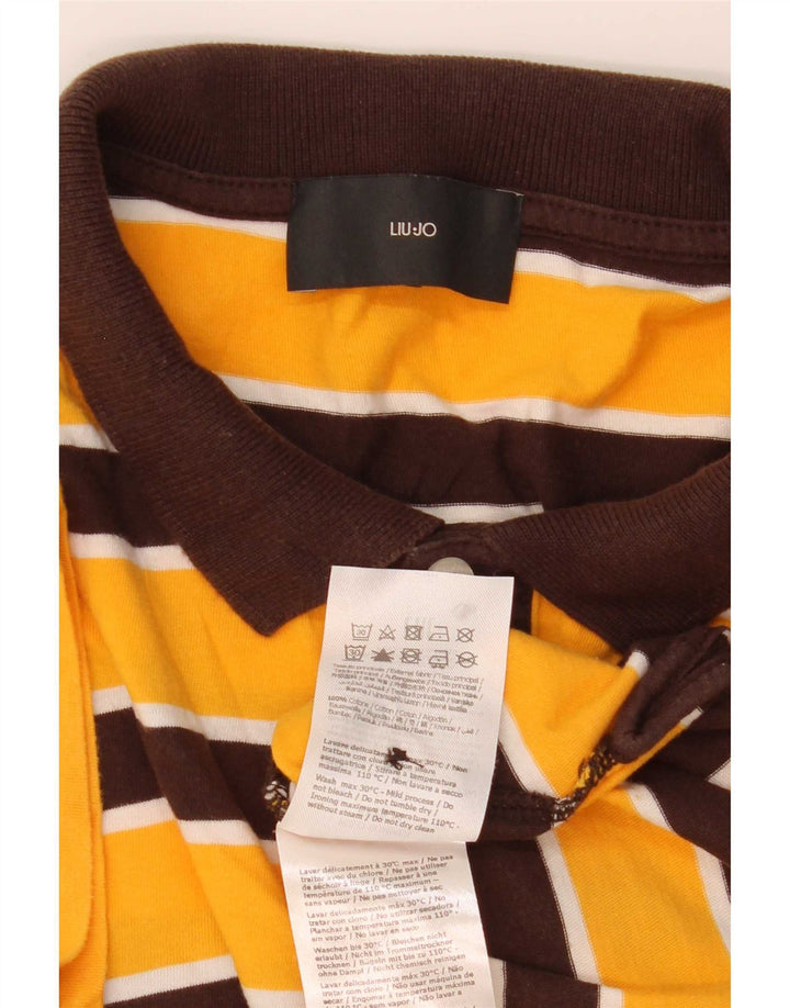 Liu Jo Mens Polo Shirt Medium Yellow Striped Cotton