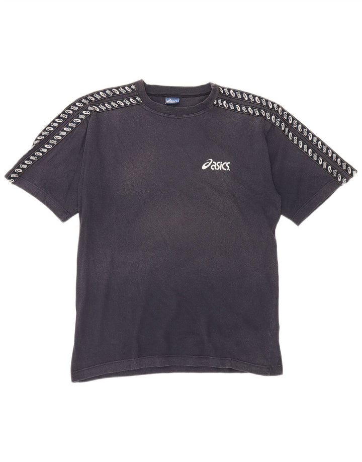 Asics Mens Graphic T-Shirt Top Medium Navy Blue Cotton