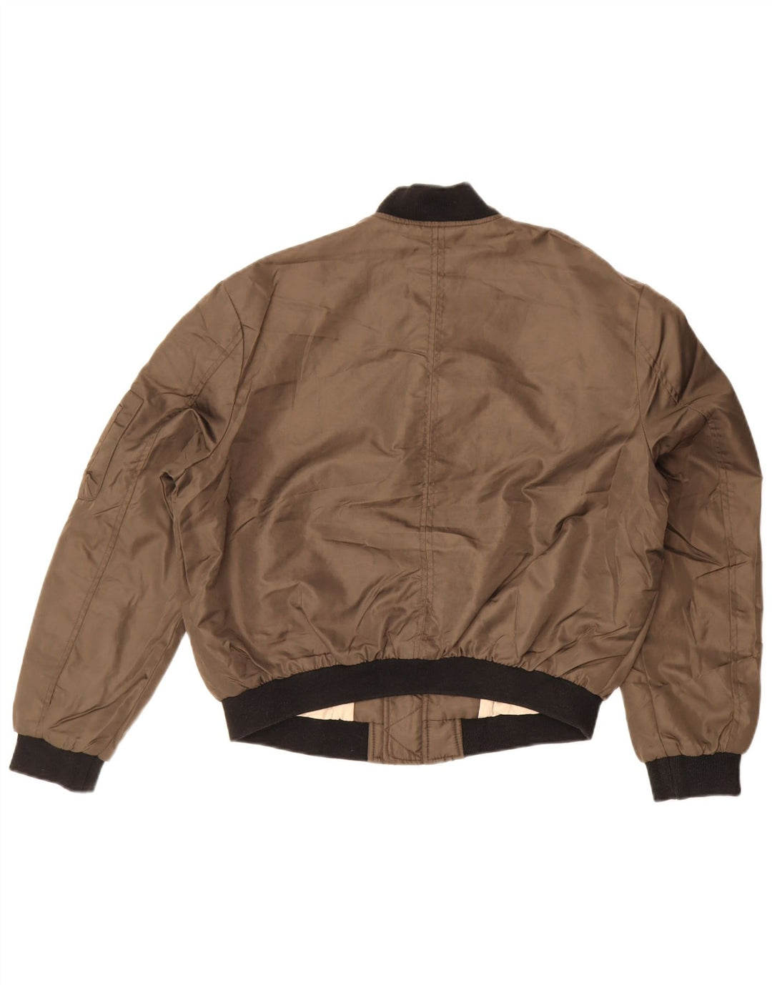 ZARA Womens Crop Oversized Bomber Jacket UK 14 Medium Brown