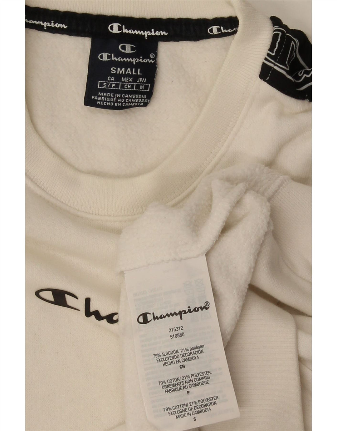 Champion Mens Graphic Sweatshirt Jumper Small White Colourblock Cotton