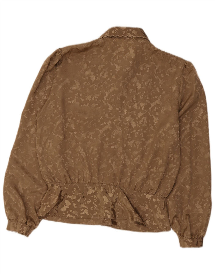 Camicetta camicia vintage da donna con motivo astratto IT 44 Tie Dye marrone medio