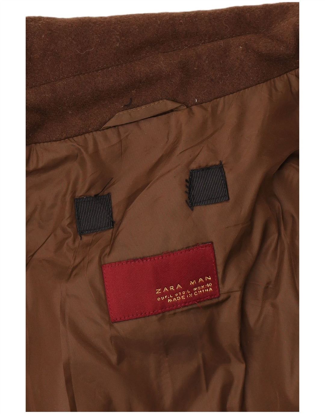 Zara Mens Knit Bomber Jacket UK 40 Large Brown Colourblock Wool