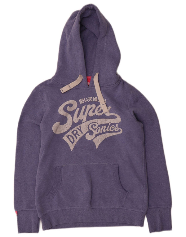 Pulover Superdry pentru damă cu grafică cu capota UK 14, bumbac violet mediu