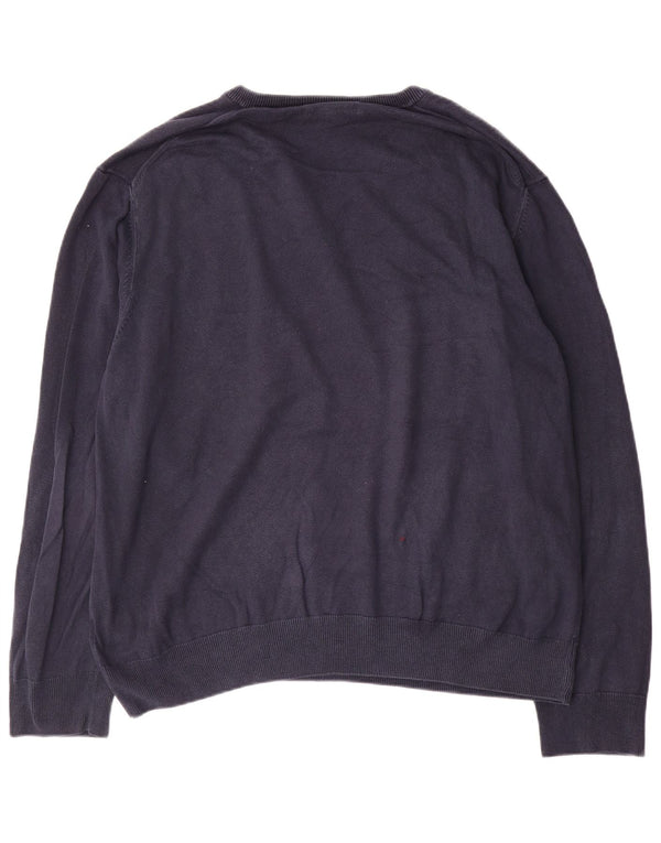 Marks & Spencer Pull col V pour homme 2XL Bleu marine Coton