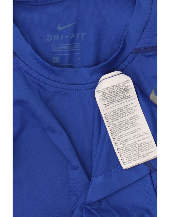 Nike Womens Dri Fit T-Shirt Top UK 10 Petit Bleu Polyester