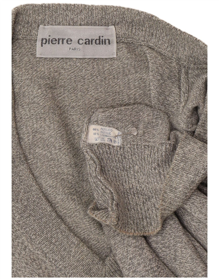 PIERRE CARDIN Mens V-Neck Jumper Sweater Large Grey Acrylic