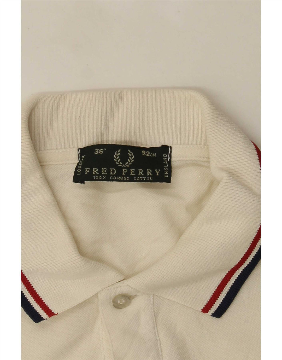 Fred Perry Mens Long Sleeve Polo Shirt Small Off White Cotton