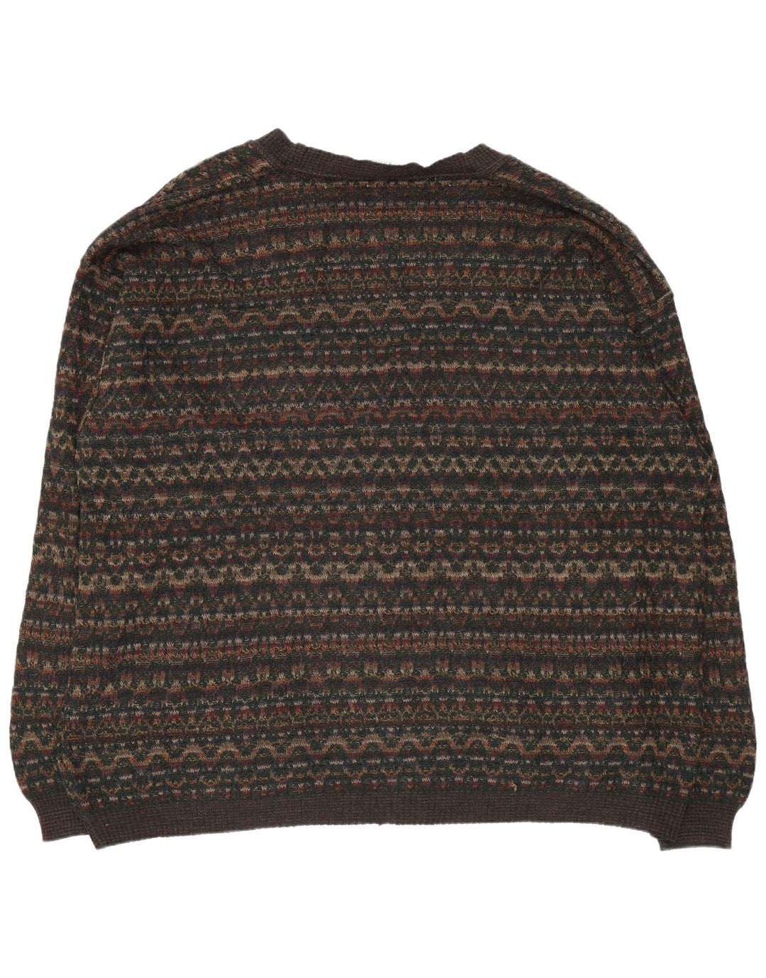Rodes Herren-Cardigan-Pullover 2XL Braune geometrische Wolle