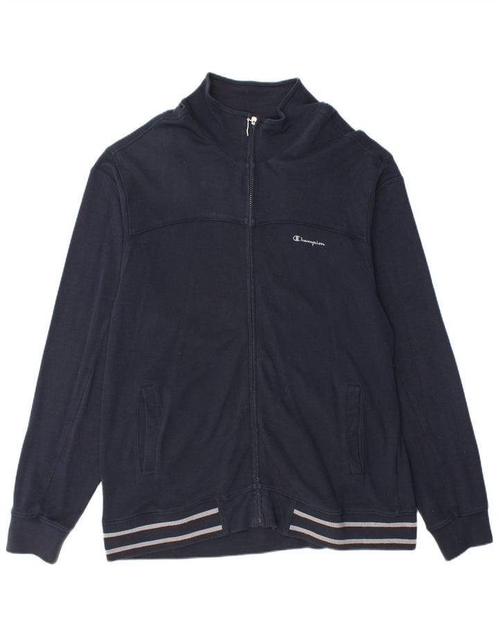 Champion Mens Tracksuit Top Jacket XL Navy Blue Cotton