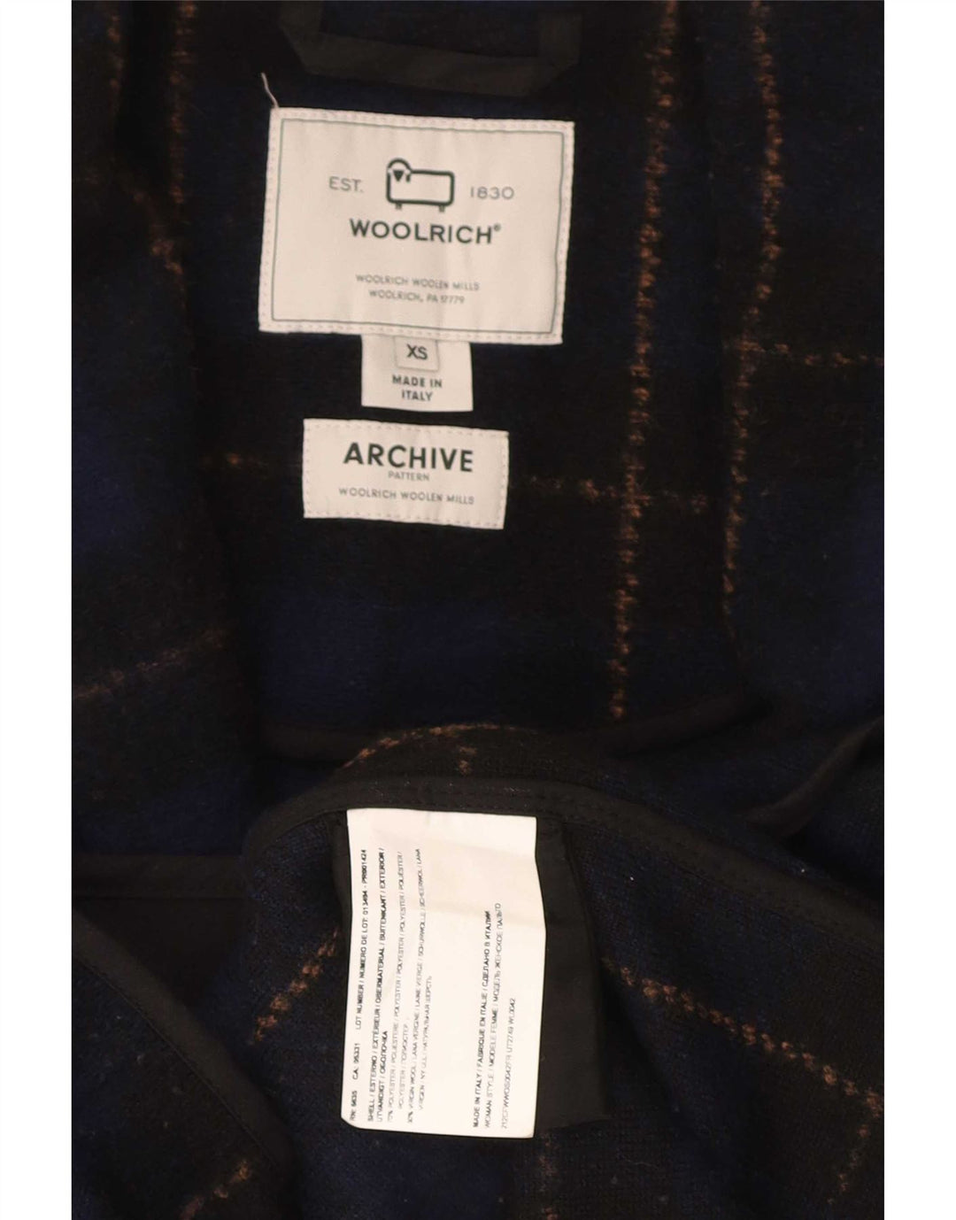 Palton supradimensionat pentru femei Woolrich UK 6 XS poliester cu carouri bleumarin