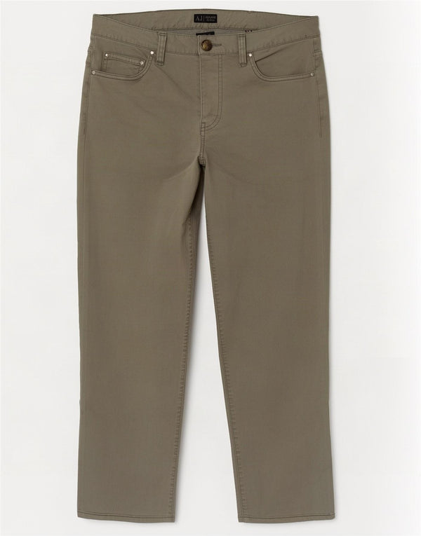 Pantaloni casual dritti da donna Armani W30 L27 cotone grigio