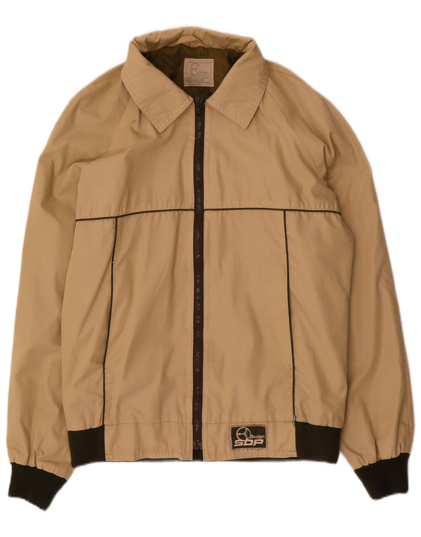 Jaqueta bomber masculina Trevira UK 46 algodão colorblock bege pequeno