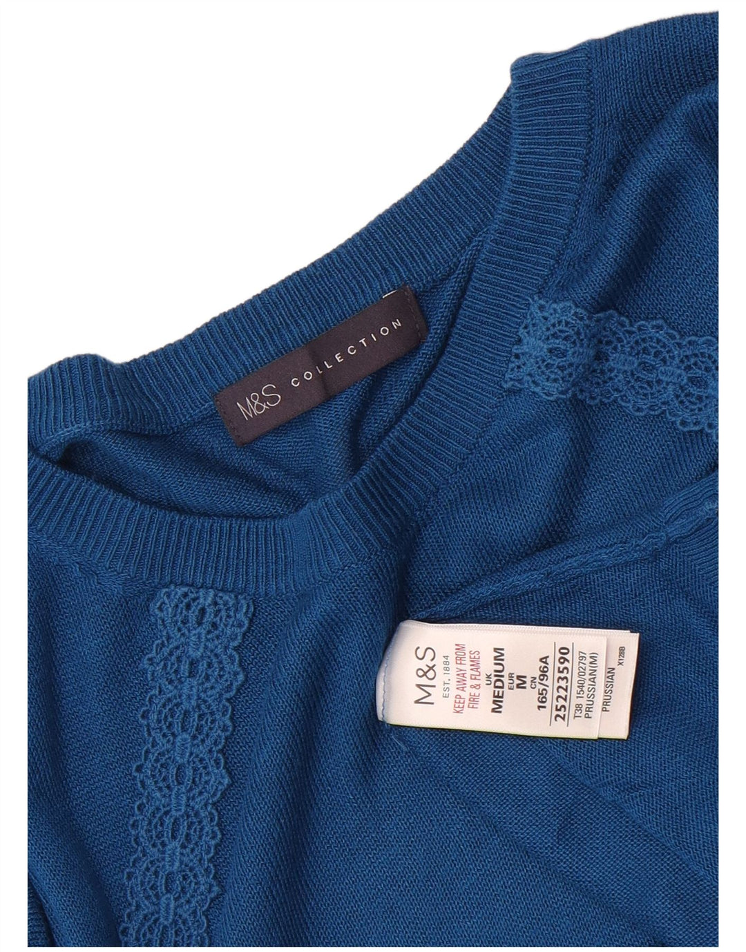 Marks & Spencer Womens Oversized Boat Neck Jumper Sweater UK 14 Medium Blue