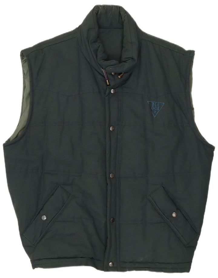 Gilet imbottito da uomo vintage UK 38 poliestere verde medio