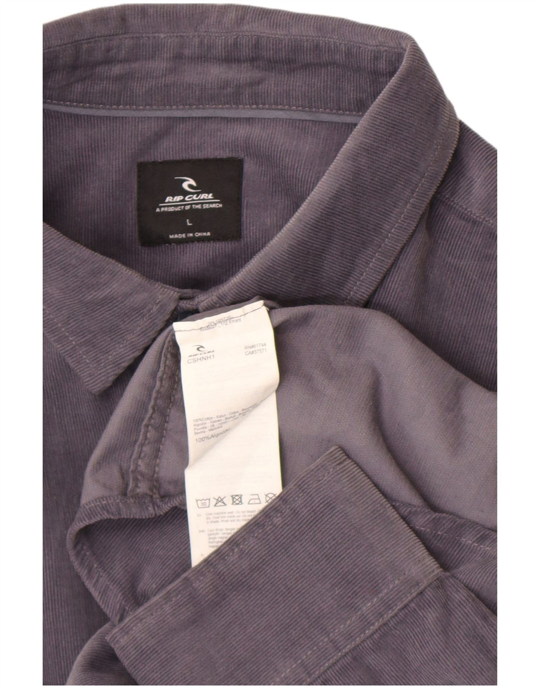 Rip Curl Mens Corduroy Shirt Large Grey Cotton