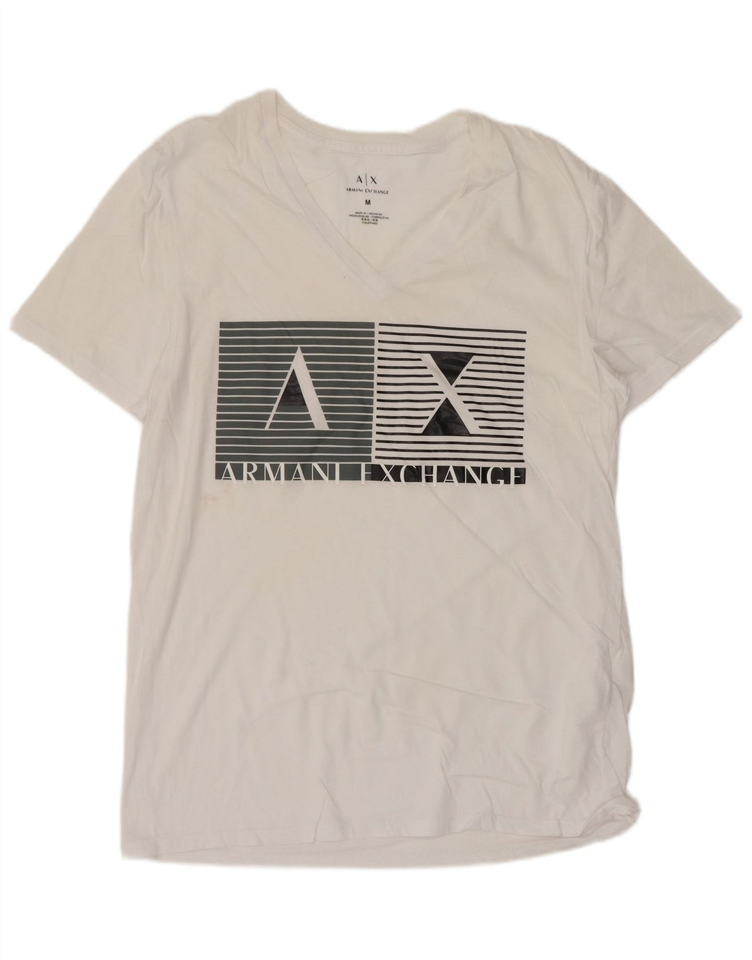 Armani Exchange Herre grafisk T-shirt Top Medium Hvid Bomuld